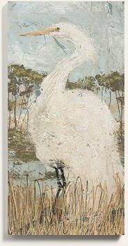 "White Heron Stretched Canvas - 40""x20"" - Ballard Designs"