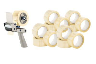 Sparpaket 12x Packband + Abroller