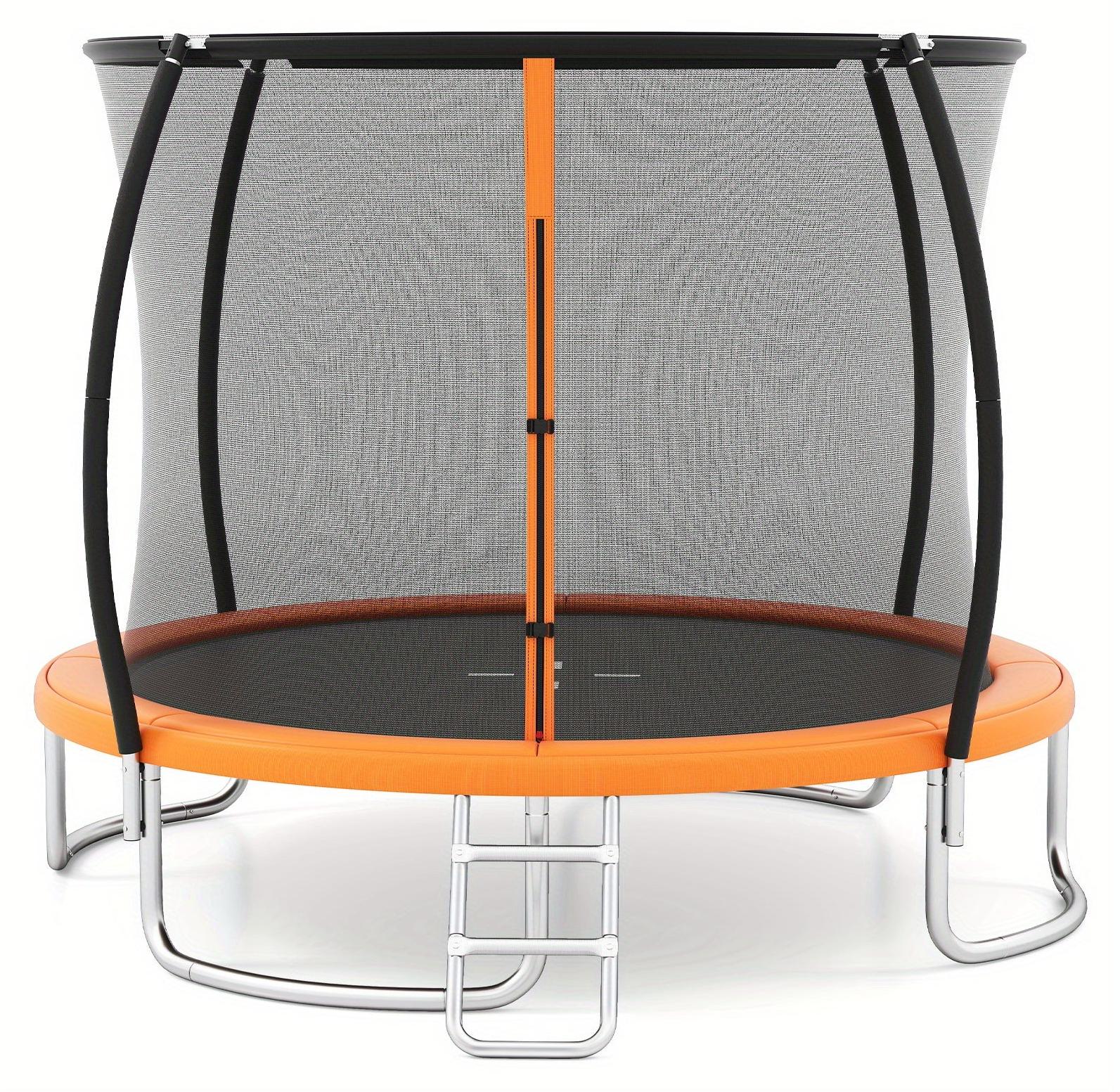 Runde Trampoline - Gartentrampoline - Hüpfburgen - Spielgeräte - Sicherheitsnetze für Trampoline - Farbe: Orange