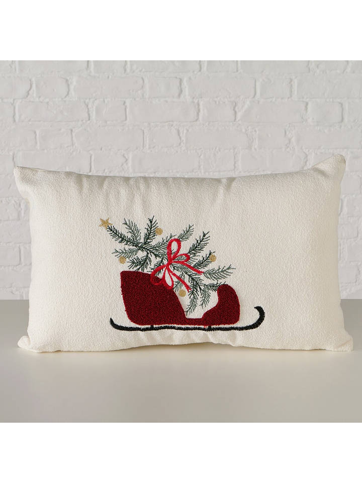 Boltze Kissen "Sleigh" in Creme/ Rot - (L)50 x (B)30 cm - onesize