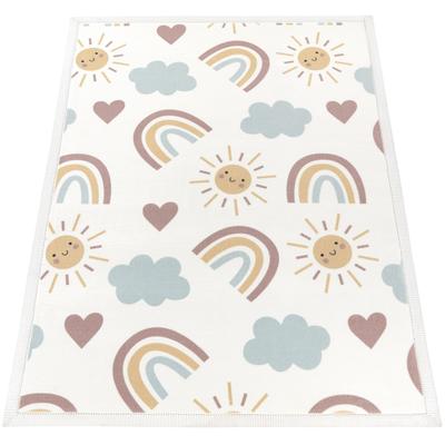 Kinderteppich PACO HOME "Emilia 352", bunt (mehrfarbig), B:200cm H:24mm L:280cm, Polyester, Teppiche, Kinderteppich, Kurzflor, Sonne, Wolken, Regenbogen, sehr weicher Flor