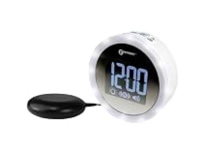 Réveil avec Alarme Puissante de 95dB, Flash Lumineux et Coussin Vibrant - Le Wake 'N' Shake Star de Geemarc Réveille Les Gros Dormeurs, Malentendants et Sourds - Port de Charge USB - Version FR