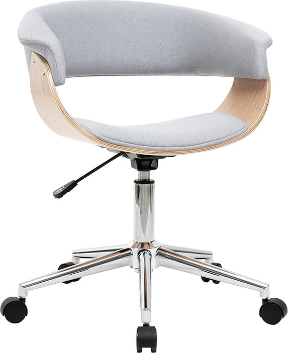 Miliboo Design-Bürosessel grauer Stoff und helles Holz OKTAV