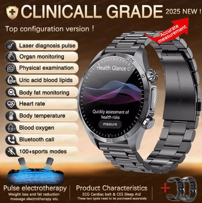 Inspire Picks PulseGuard AI Health Smartwatch ECG PPG Blood Pressure & Uric Acid Monitor black Steel 2a