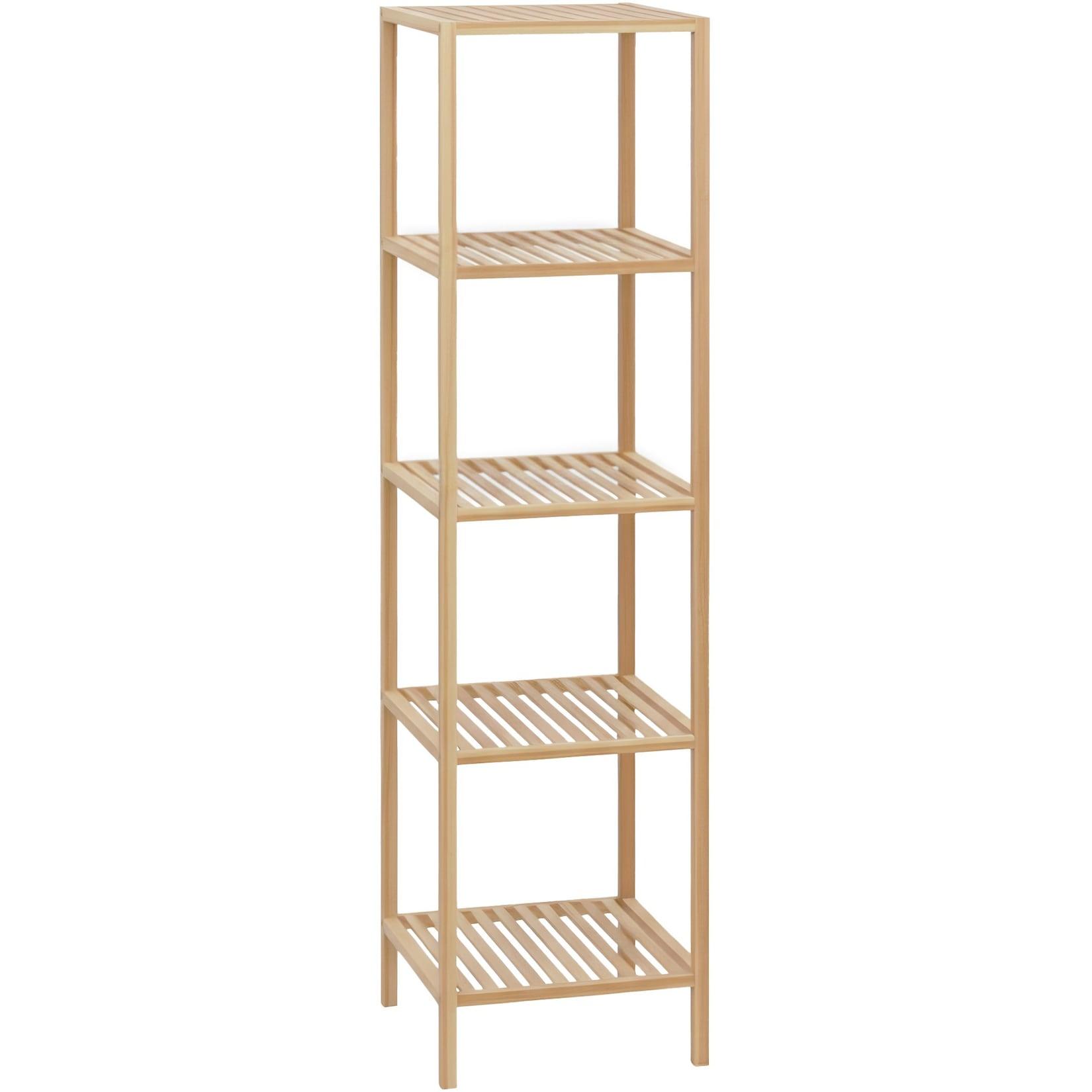 CLP Badregal stehend Bambus Zinnien, Holzregal Badezimmer schmal, Küchenregal stabil und belastbar, Tragfähigkeit 10 kg pro Regalboden