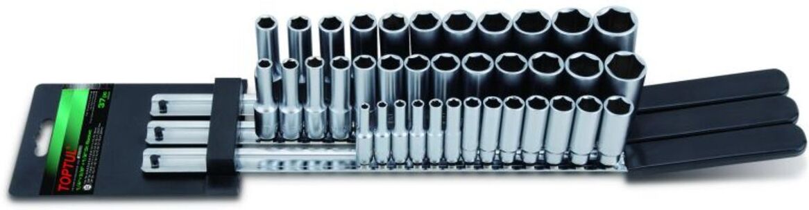 Stecknusssatz TOPTUL 1/4 zoll, 3/8 zoll, 1/2 zoll 6-kant 37 Stück