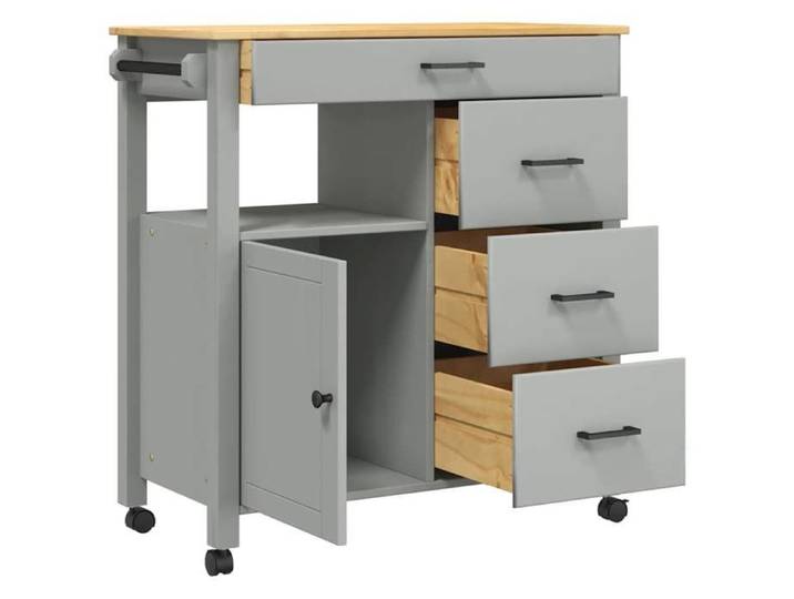Magnifique Gris Desserte Chariots & îlots - Chariot de cuisine MONZA 84x40x88 5 cm gris bois massif de pin &&24266