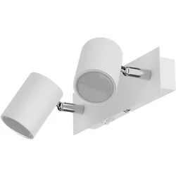 ledscom.de Wandspot WAIKA, zweiflammig, mit Schalter, weiß matt, inkl. LED GU10 Lampen je 450lm warmweiß