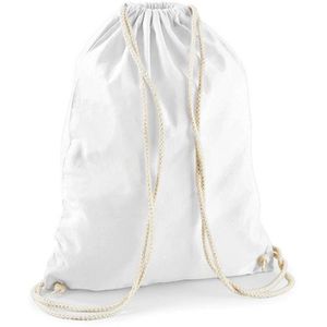 Westford-Mill Turnbeutel W110 Cotton Gymsac, white, mit Kordelzug, aus Baumwolle, zum Bemalen, 12 Liter, 46 cm