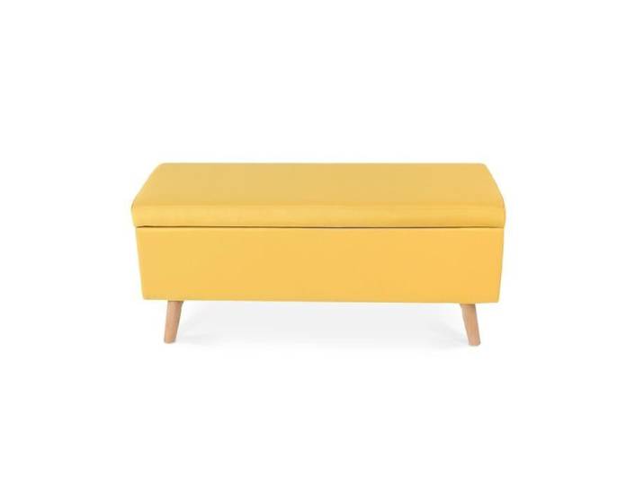 Banquette coffre de style scandinave Eline tissu jaune