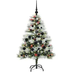 vidaXL, Weihnachtsbaum, Greta (mit LEDs und schwarzen Bällen) (120 cm)