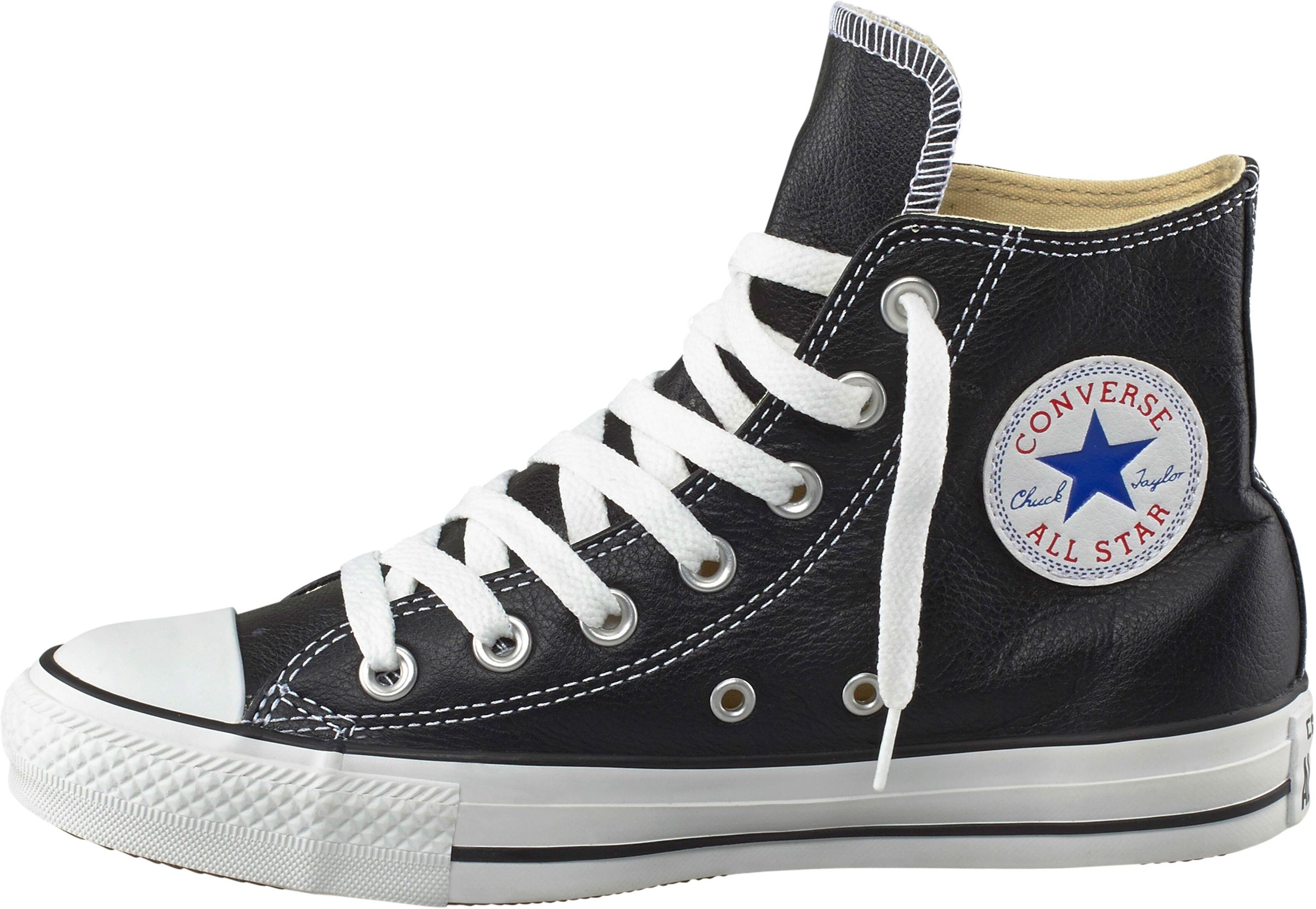 Sneaker CONVERSE "Chuck Taylor All Star Basic Leather Hi", Damen, Gr. 41, schwarz, Leder, Schuhe Sneaker schwarz 41
