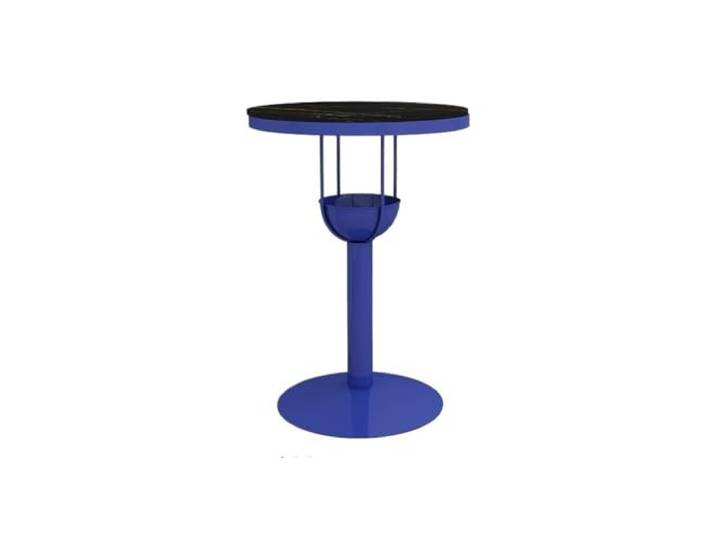Bartisch Blue Rock Slab Eisen Stehtisch Home Balkon Freizeit Runder High Top Pub Tisch for Milchteeladen, Café(Groß)