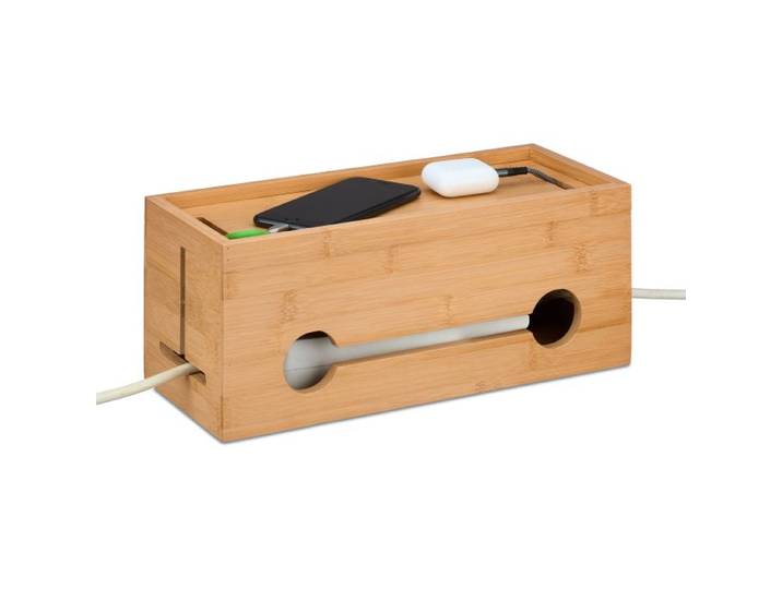 Relaxdays Kabelbox aus Bambus