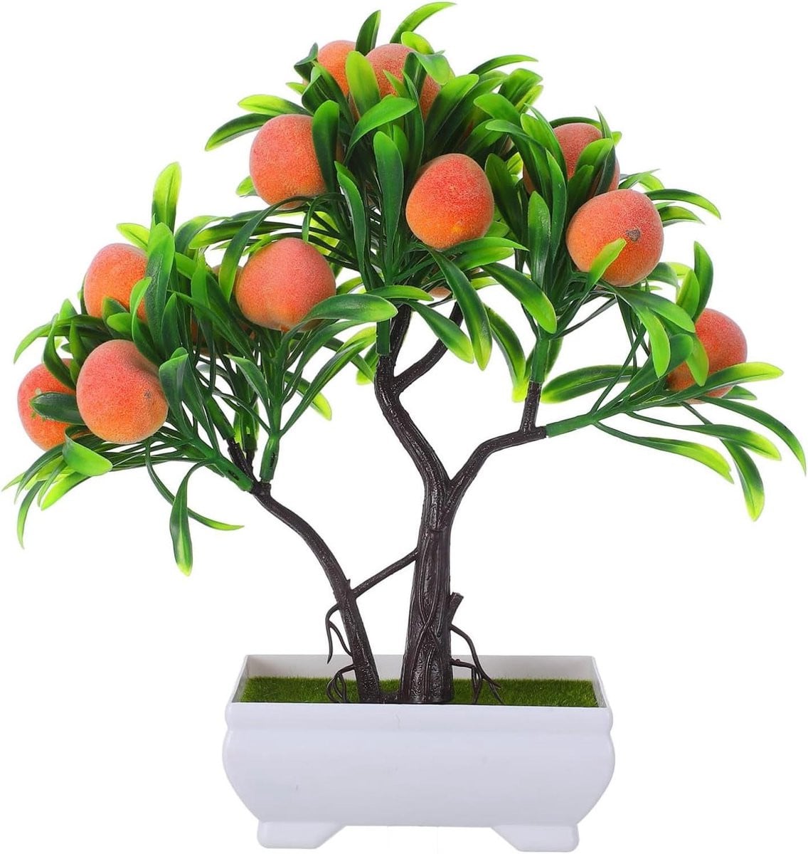 Realistische Kunstmatige Perzikboom Bonsai Ornament voor Huisdecoratie - Meerkleurig - B/D/H: 25 x 24 x 18 cm