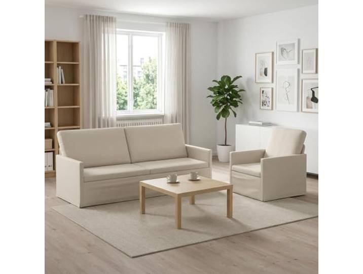 Sofa-Set 2 Pieces Creme Samt mit Metallrahmen Kissenrücken-Design, Schaum-Faser-Füllung, für Wohnzimmer und Arbeitszimmer