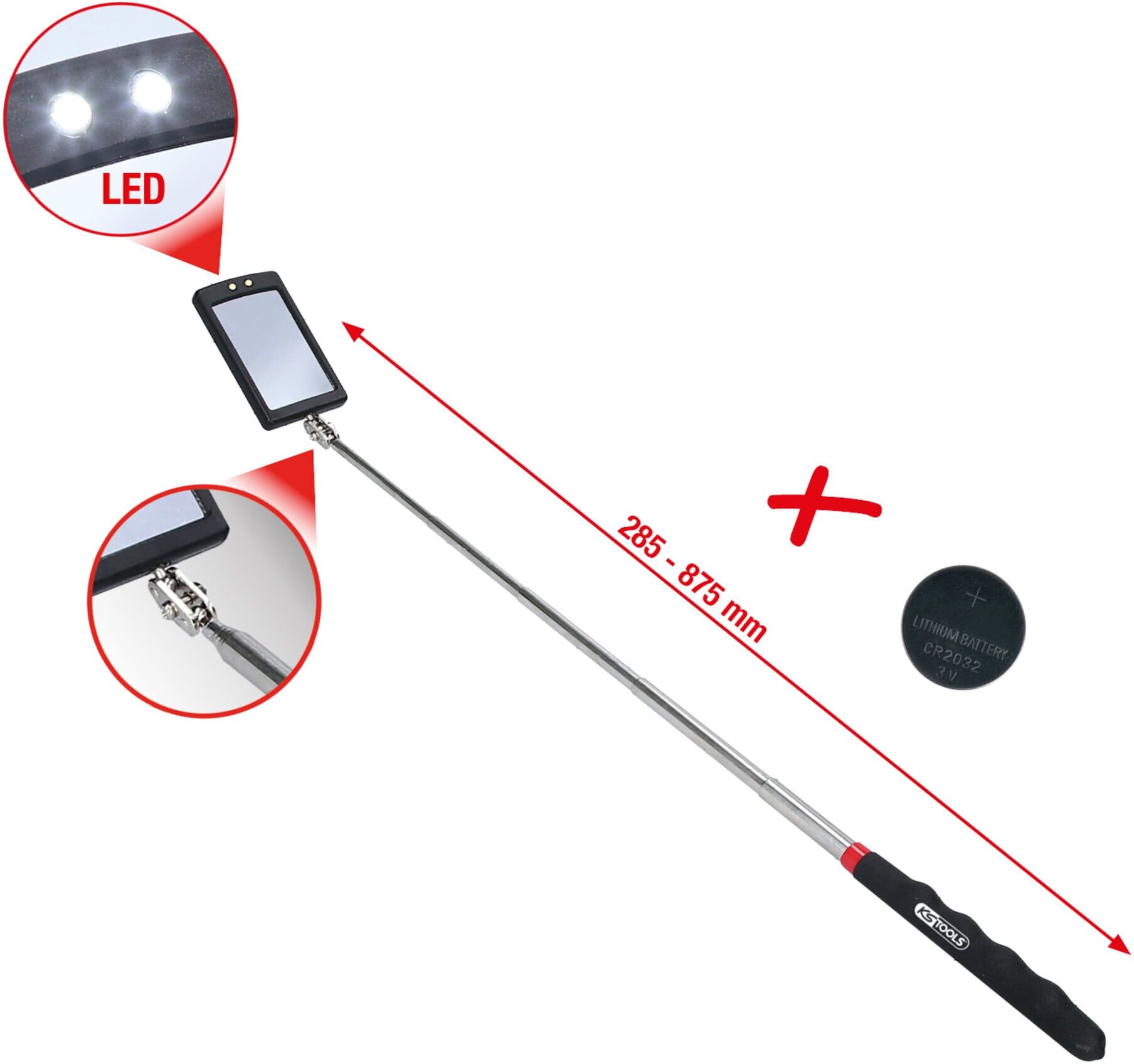 KS Tools Flexibler Inspektions-Spiegel mit Beleuchtung (550.1136)