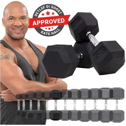 Miweba Sports Hexagon Kurzhanteln HGH100, Kurzhantel-Set, 2,5-15 kg, Gusseisen-Kern (Hantelpaar, 15 kg)