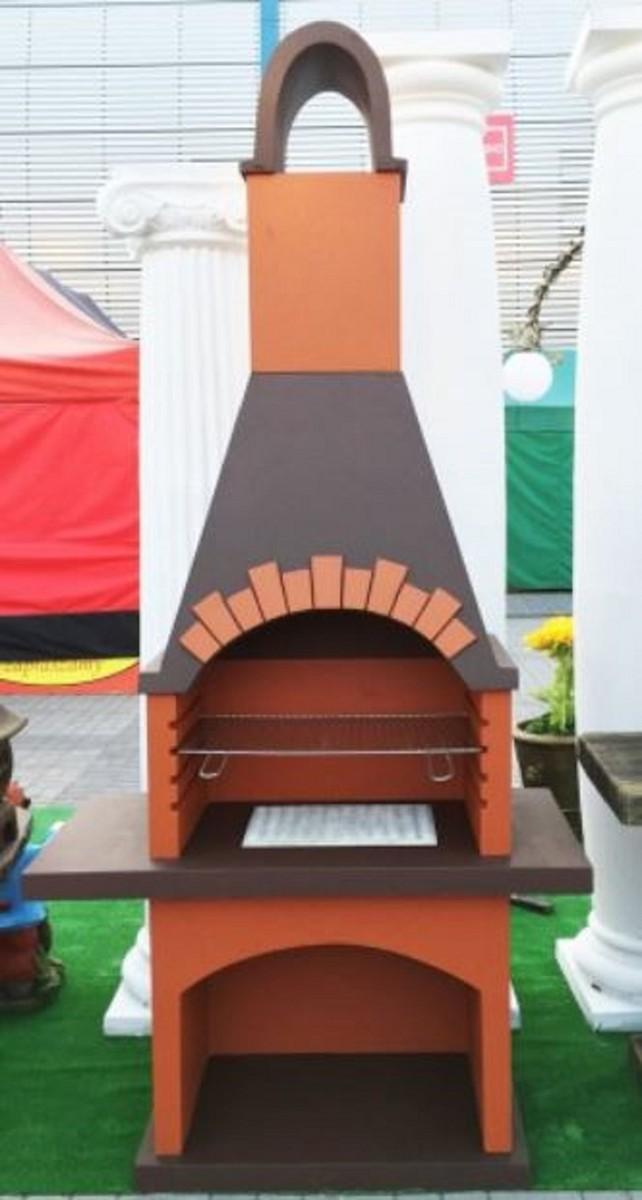 Casa Padrino Luxus Beton Gartengrill Orange / Braun 120 x 60 x H. 242 cm