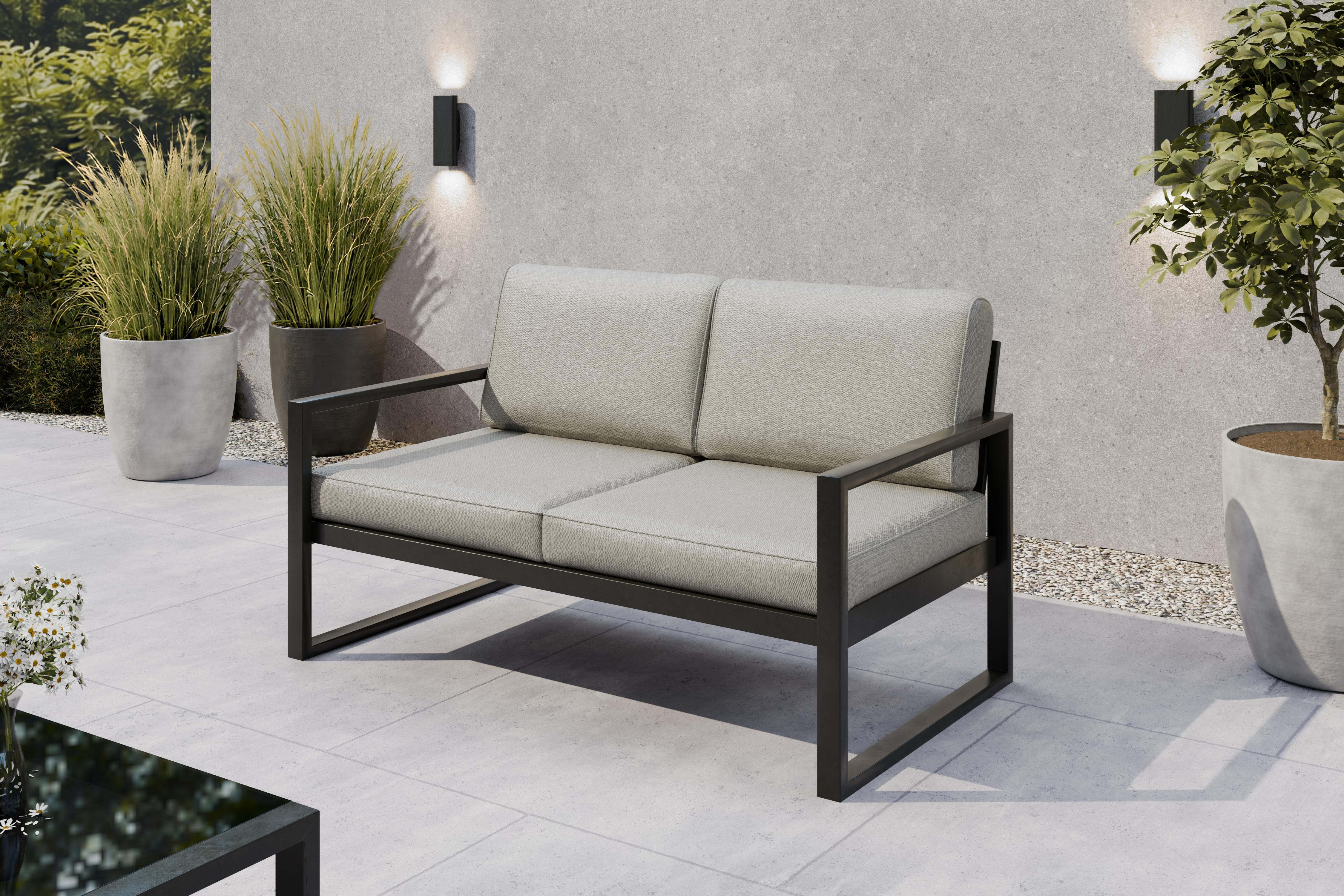 SOLAR 2-Sitzer Garten-Loungesofa - Metallgestell pulverbeschichtet - Loungesofa mit Komfortpolstern - Verschiedene Farben S/PB08