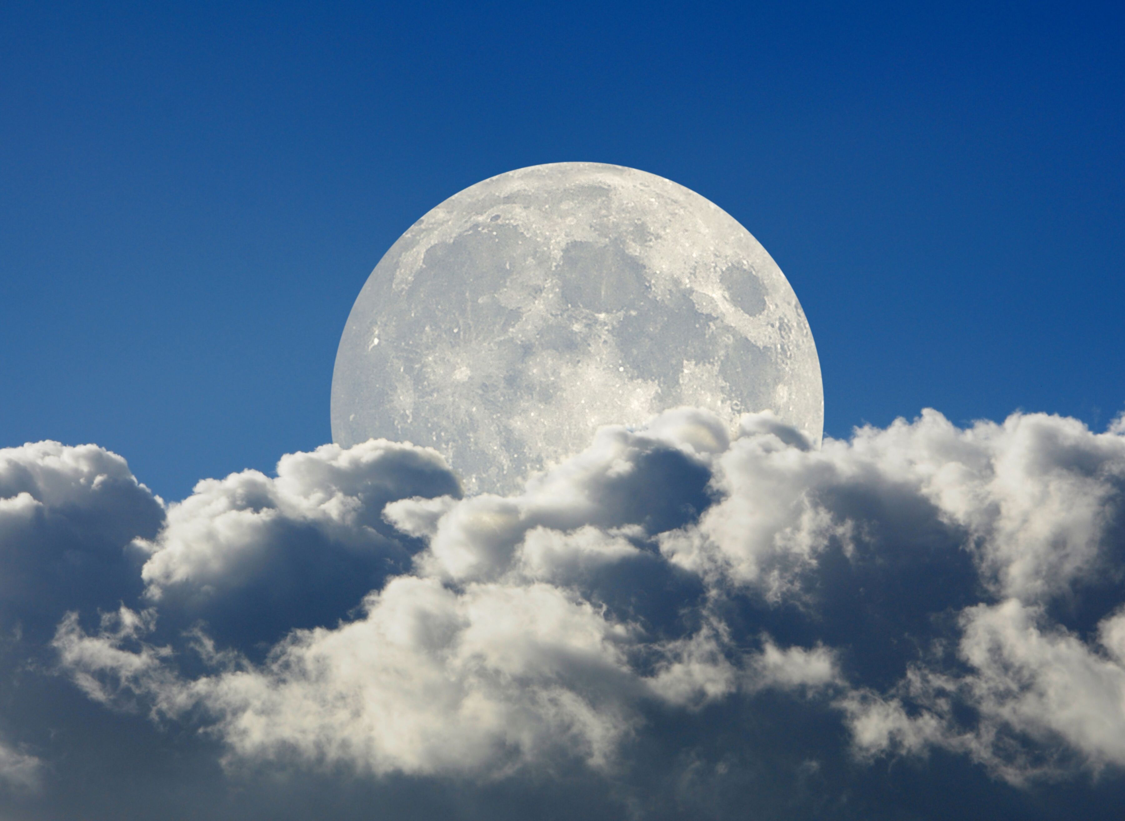 Fototapete PAPERMOON "Big Moon and Clouds", bunt, B:2,5m L:1,86m, Vlies, Tapeten, Fototapete