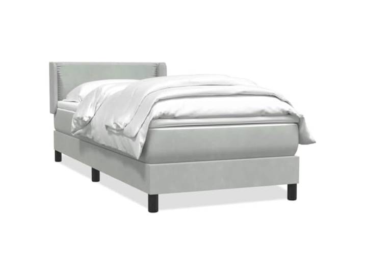 LKJephalotrope Boxspringbett mit Matratze Topper Hellgrau Samt 80x210 cm Komplettes Bett fürs Schlafzimmer mit verstellbarem Kopfteil, punktelastischer Taschenfederkernmatratze und Topper.