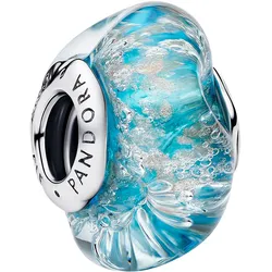 Pandora 794701C01 Silber Charm Türkisfarbenes Muranoglas mit Glitter