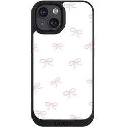 Nivocase Handyhülle für Apple iPhone 15 Hülle NIVOpure Case Schwarz Muster Schleife Schleifen (Apple iPhone 15), Smartphone Hülle, Schwarz