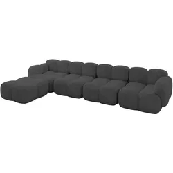 ECKSOFA modulares Sofa Links Miko-L3 390x205x75 Dunkelgrau Velours