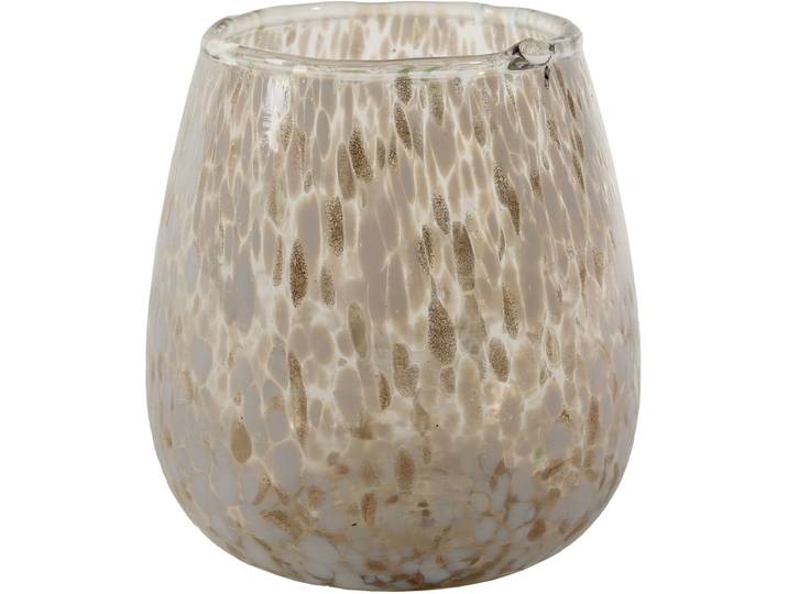 Windlicht Natural weiss, beige Glas D 9 H 10 cm - Windlicht