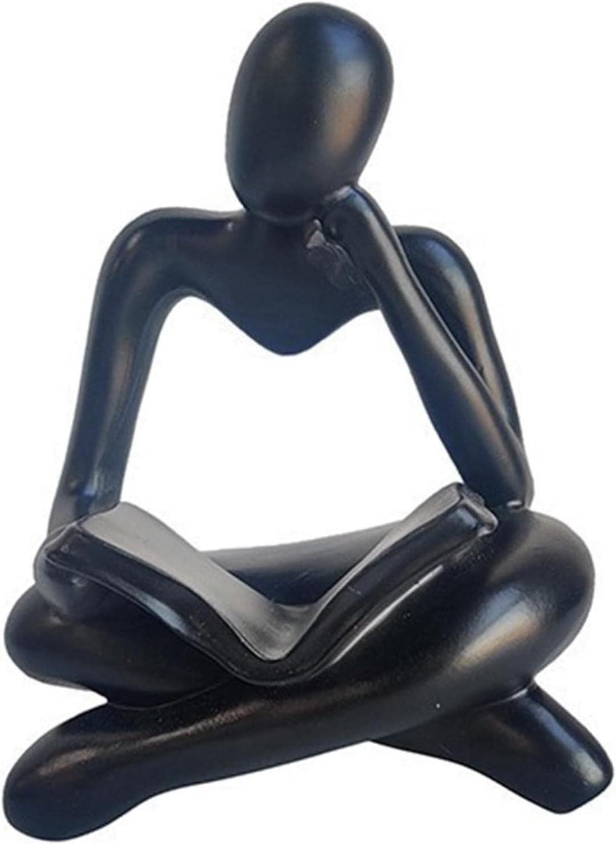 Nordic Stijl Abstract Denker Standbeeld - Zwart Hars Sculptuur voor Tafeldecoratie