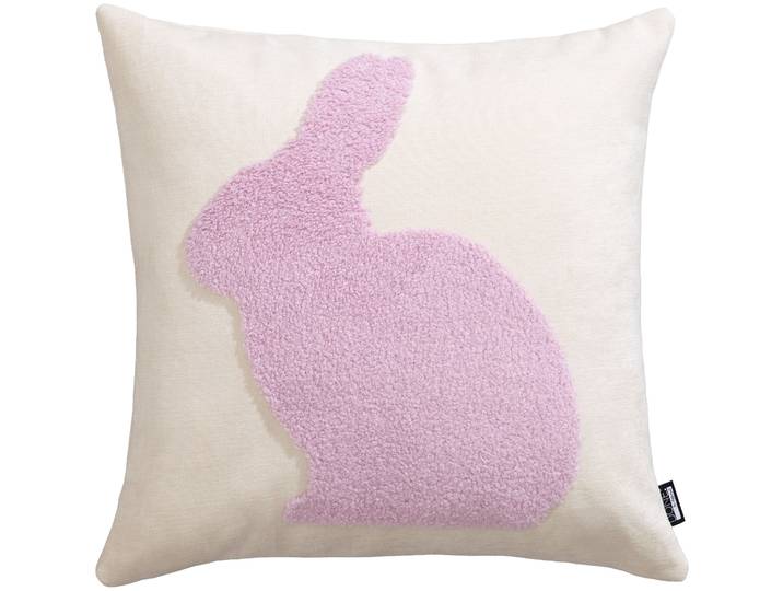 Dekokissen DONE. BUNNY , rosa (beige, lavender, bedruckt), B:45cm L:45cm, Polyester, Dekokissen_Sitzkissen_Kissenhüllen, Dekokissen, Weicher Chenille-Stoff Kuscheliger Teddy-Flock
