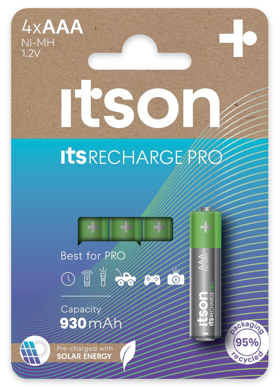 ITSON PRO AAA Oplaadbare Batterijen, 4 stuks