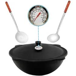 4BIG.fun Gusseisen Kasan 12L NAMANGAN Aludeckel inkl. Thermometer Schaumkelle, Schöpflöffel