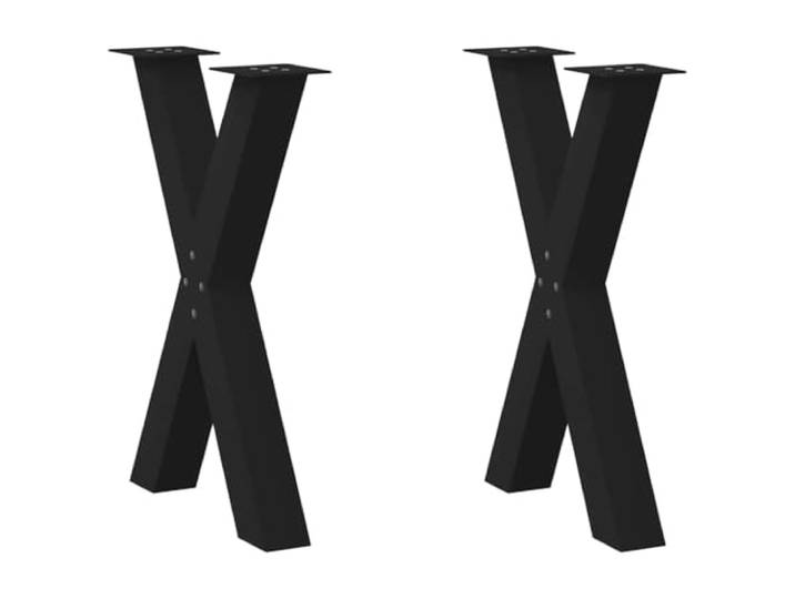 HGDFWRQW Esstischbeine X-Form 2er Set Tischbeine Metall 50x72cm Schwarz Robuste X-Kufen mit Niveauausgleich fuer Esszimmer und Buero, schont den Untergrund und beinhaltet Montageschrauben.