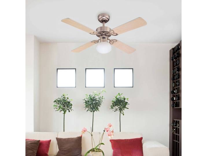 Westinghouse Deckenventilator mit Licht Vegas alu Holz leise VEGAS, Holz hell, für Wohn- / Esszimmer, Holz, Modern
