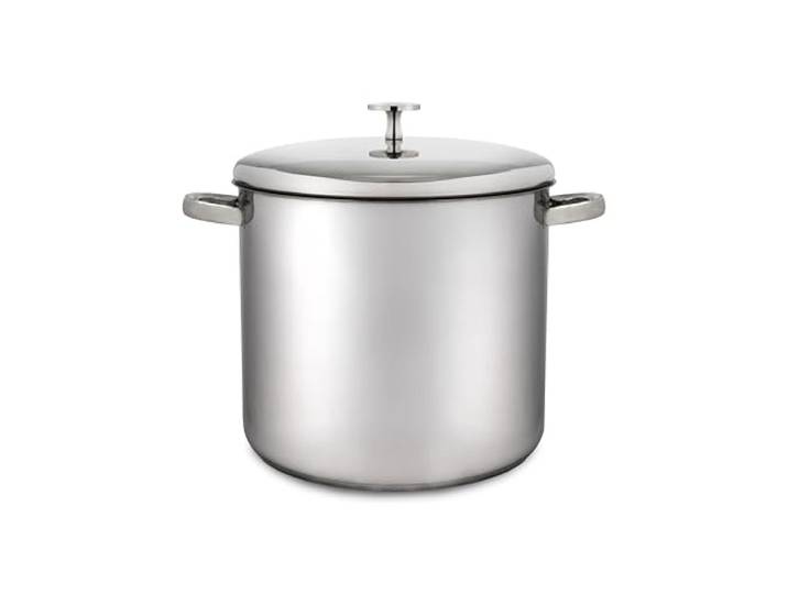 MasterClass soeppan, inductiebestendige roestvrijstalen soeppan met deksel, grote soeppan voor soepen, stoofschotels en bouillon, spiegelglans gepolijst, 5,5 liter, zilver