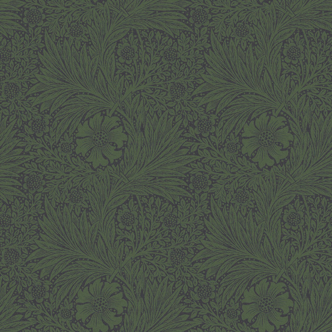 William Morris At Home Marigold Fibrous Wallpaper Dark Green 1,000cm L