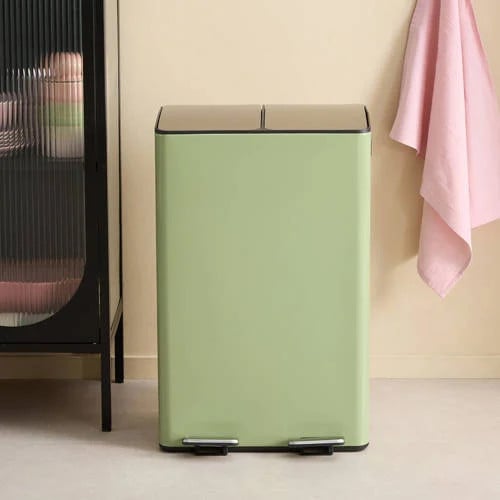 NOUS Living prullenbak voor afvalscheiding, groen, 30L + 30L + 3L