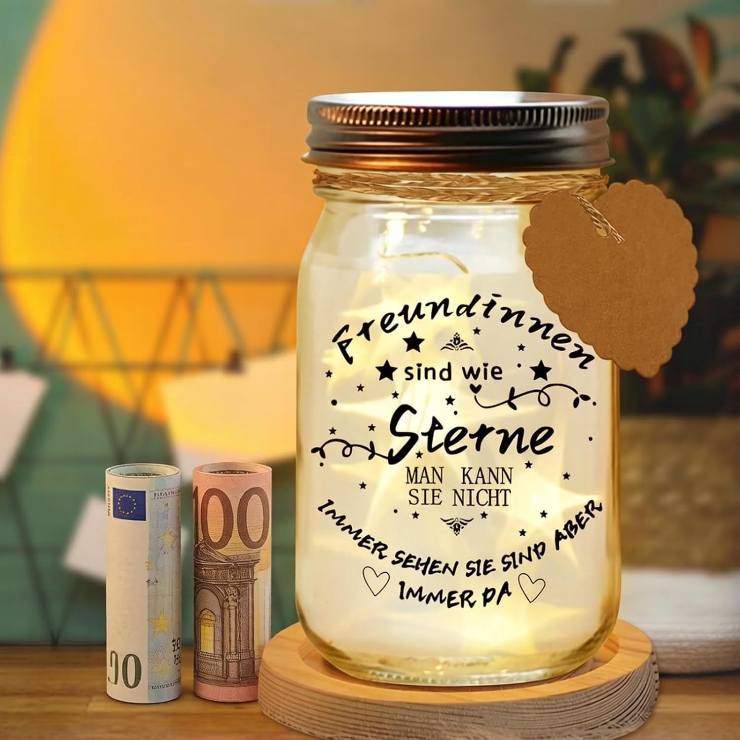 Verlichte LED Fleslamp met Accenteffect en Inspirerende Tekst voor op Tafel
