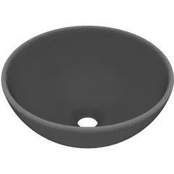 vidaXL Luxus-Waschbecken Rund Matt Dunkelgrau 32,5x14 cm Keramik