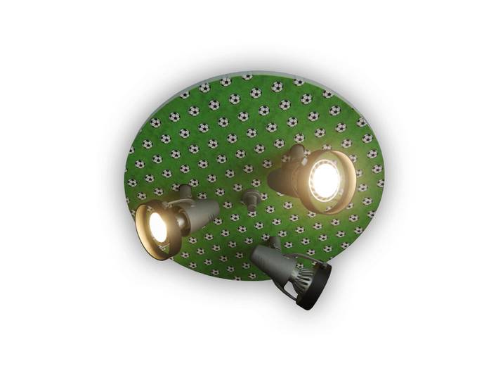 Niermann Niermann Kinderdeckenleuchte Fussball, Grün, Schwarz, Kunststoff, rund, 15 cm, verstellbare Spotlights, Lampen & Leuchten, Innenbeleuchtung, Kinderzimmerlampen, Kinderdeckenleuchten