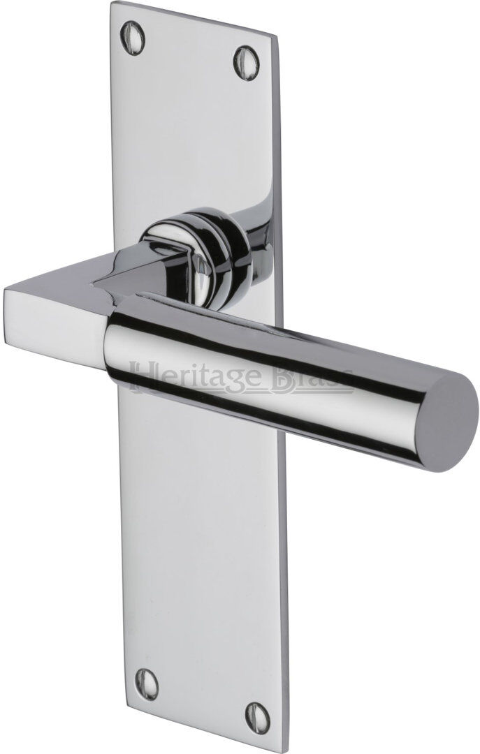 Heritage Brass Heritage Door Handle Lever Latch Bauhaus Design Polished Chrome 17cm H X 5cm W