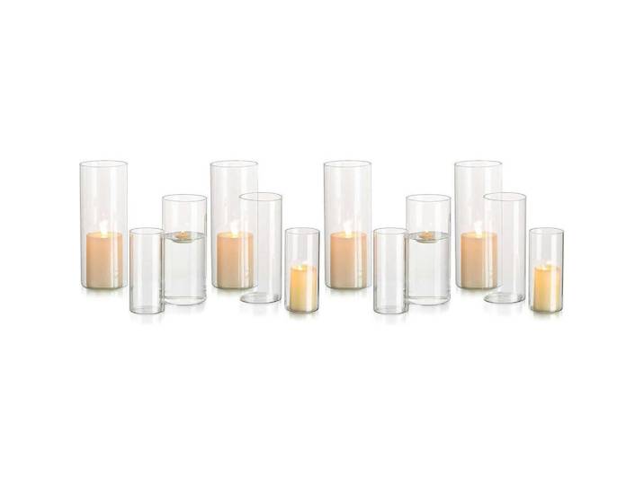 Kerzenhalter Glas Set 4-teilig Zylinder modern, Transparent, 10 cm, Dekoration, Kerzen & Kerzenhalter, Teelichthalter