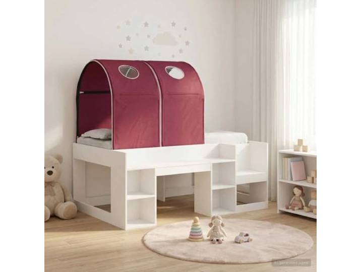 RJPLMFV Bett mit 3 Teilen, Weiß und Rot, Holz Lattenrost inklusive, weicher Mikrofaserstoff, modernes minimalistisches Design, einfache Montage