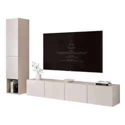 WOHNWAND ANGEL LINE I 2-teilig, mit LED-Beleuchtung, Kaschmir