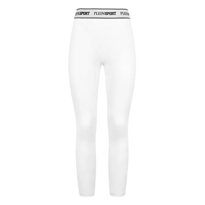 Leggings PLEIN SPORT "Jogging-Leggings", Damen, Gr. XS, US-Größen, weiß (01, weiß), Obermaterial: 69% Polyamid, 31% Elasthan, Hosen Leggings