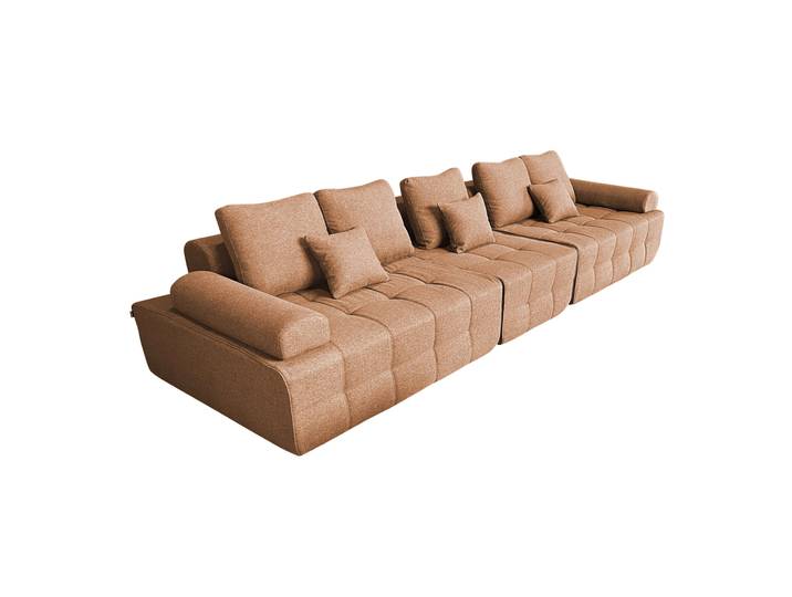 Oviala - Canapé modulable compressé 5 places assise profonde en tissu avec coussins