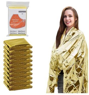 Multisell Products Hub Portable Aluminum Foil Emergency Blanket Lightweight Reflective Survival Blanket For Hiking & Camping, First Aid gold