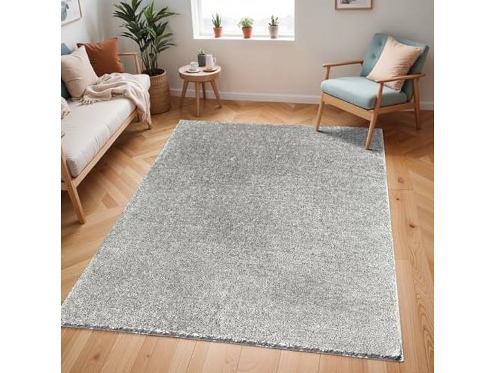 Livabliss Shaggy Berber - Flauschiger groß für Wohnzimmer, Esszimmer, Schlafzimmer, Langflor Hochflor e flauschig - 160x213 cm, Wohnzimmer in Dunkelgrau